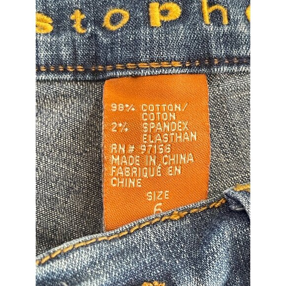 Y2K Christopher Blue Cowgirl Glam‎ Rhinestone Denim Jeans Mid-Rise Straight Leg - Picture 9 of 13